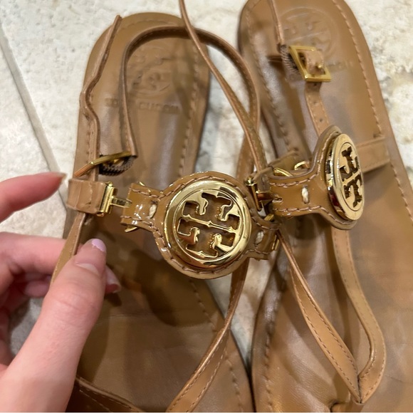 Tory Burch Slingback sandals in tan with logo size 7.5 - Picture 3 of 9